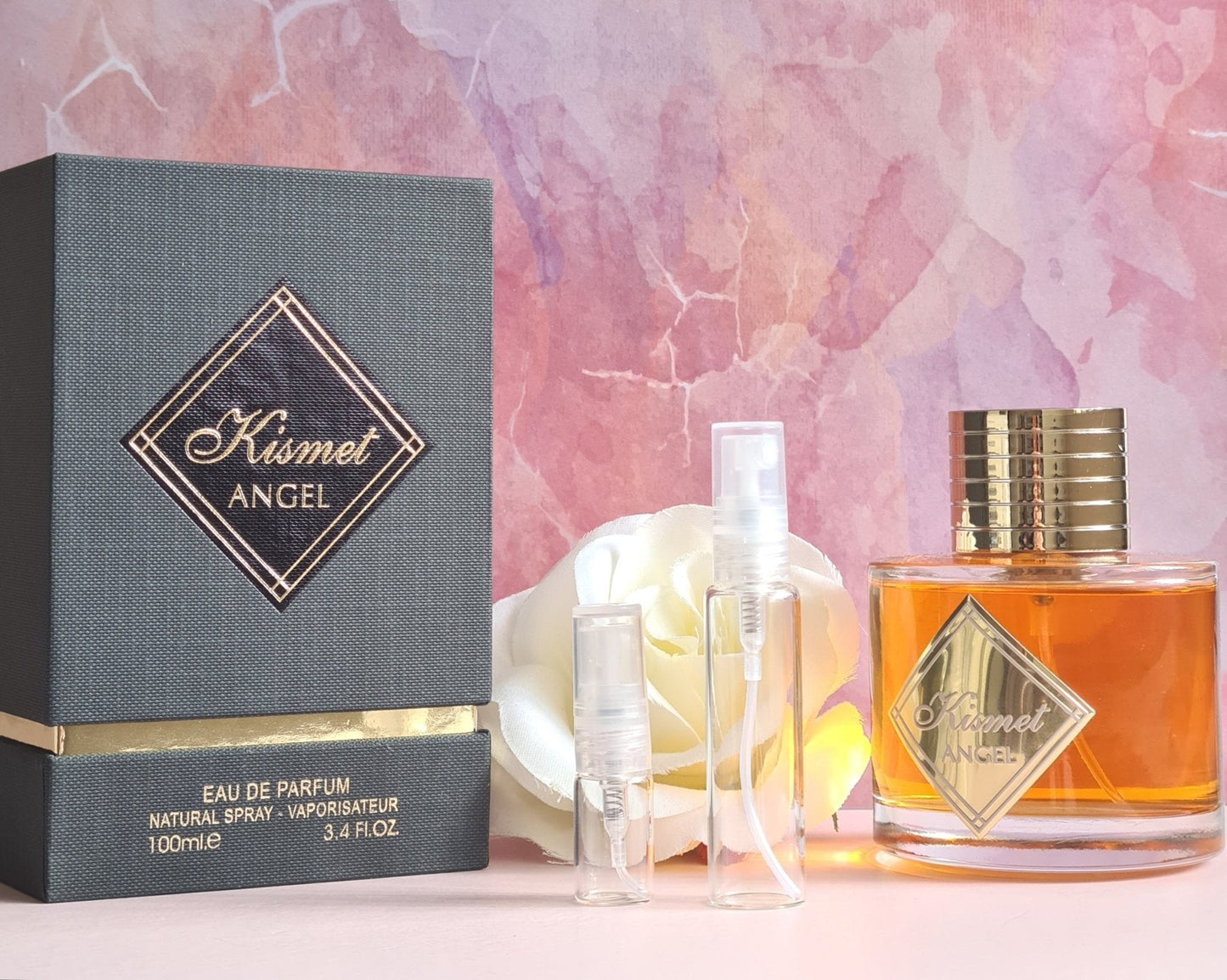 Kismet Angel by Lattafa Maison Alhambra perfume sample spray. - Thewayfarerscents